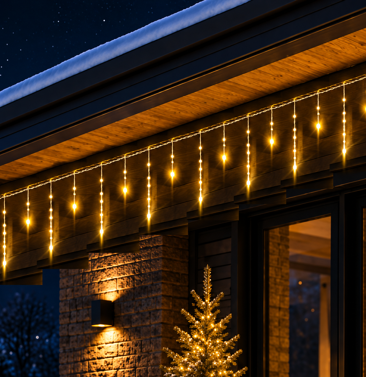 Meteor icicle curtain lights