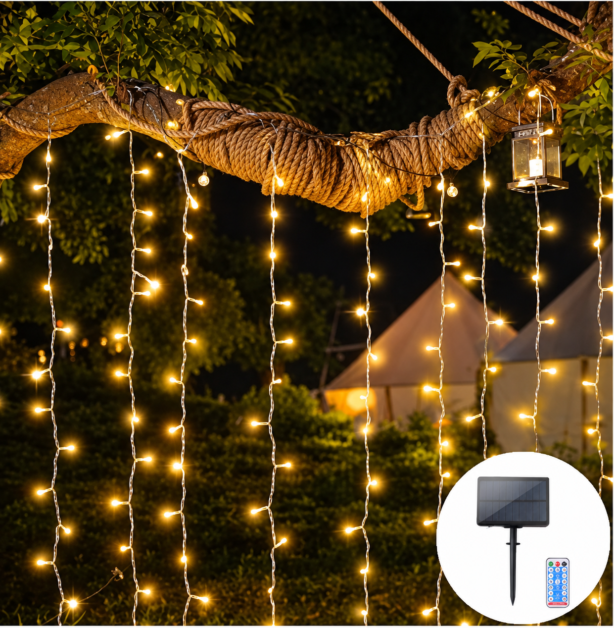 Solar multifunction curtain lights